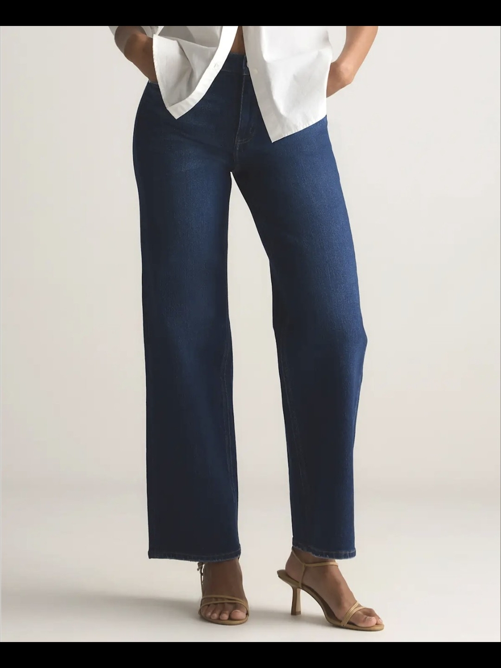 Quince Bella Relaxed Straight Jean Size 29 X 28 Stormy Blue High Rise Stretch